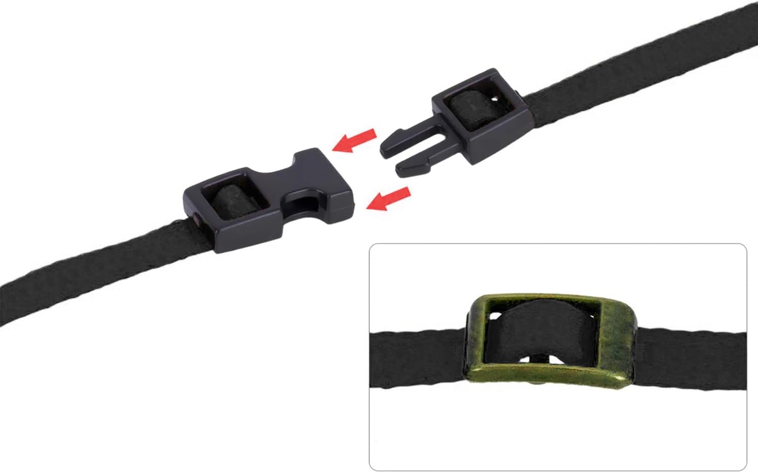 5 Pack RC Crawler Roof Rack Tie Down Straps with Buckles, 300mm, for 1/10 1/18 1/24 Scale Models Compatible with SCX24 TRX4M TRX4 TRX6 SCX10 (Black)
