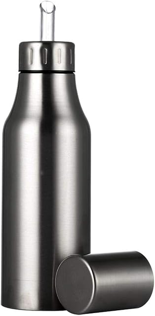 Oil Bottle Oil Pot Olive Oil/Vinegar/Sauce Cruets Oil Dispenser Dust Proof Leak-Proof Stainless Steel Kitchen Tool- 500ml