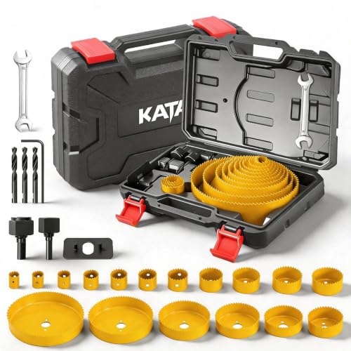 Image of KATA 25 Pieces Hole Saw Kit with 3 /4 inch-6 inch Saw Blades for Plywood, Drywall