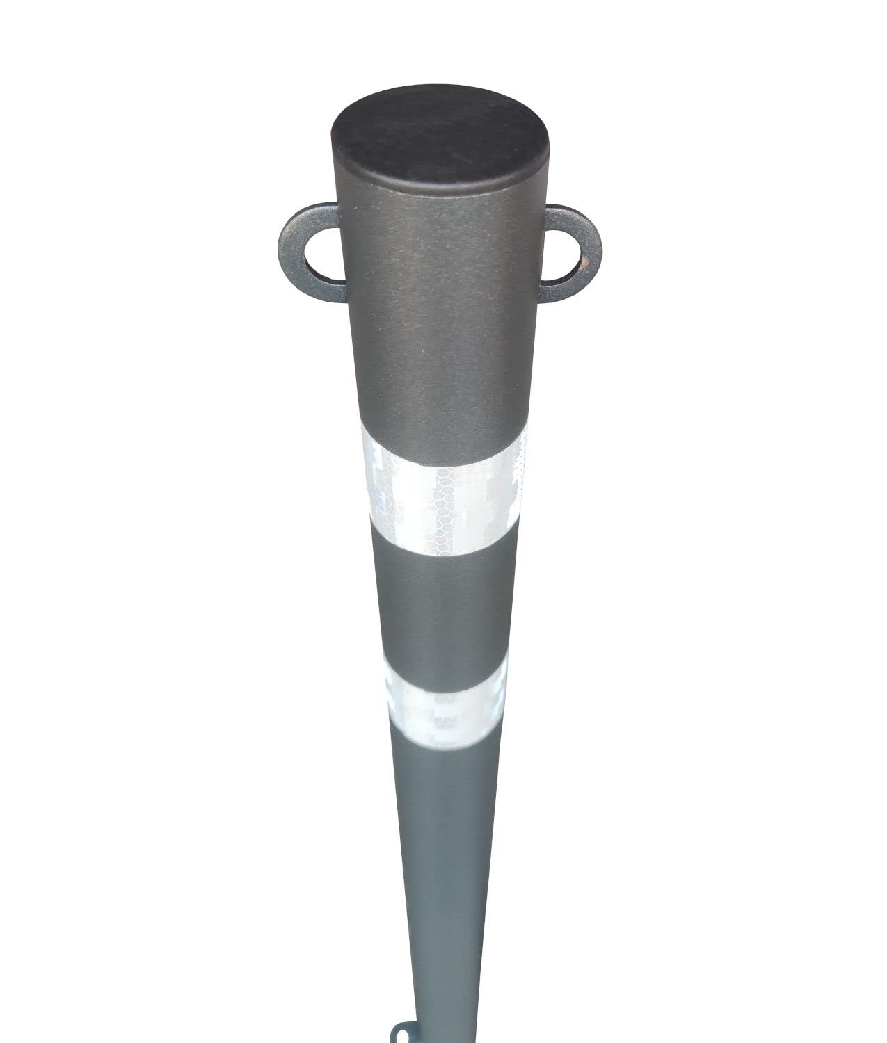 Paletto parapedonale antracite Safemax in ferro. Altezza cm 100 diametro mm. 60 - occhielli per catena - bande rifrangenti
