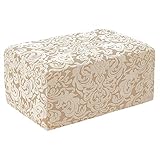 SUBRTEX Ottoman Slipcover Jacquard Damask Oversize Stretch Storage Protector Rectangle Footstool Sofa Slip Cover for Foot Rest Stool Furniture in Living Room (XL, Damask Linen)
