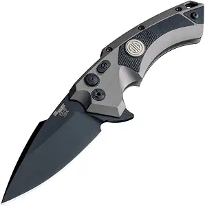 product image for Hogue X5 36572 Black Spear Point Blade Grey Aluminum Handle Pocket Knife