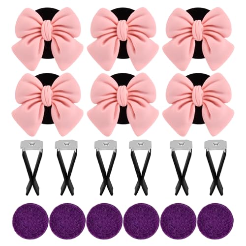 Image of 6 Pcs Car Air Vent Clips,Cute Car Vent Clips,Pink Bow Car Air Freshener,Cute Auto Outlet Air Conditioning Clip,Car Air Conditioning Outlet Clip Decorative