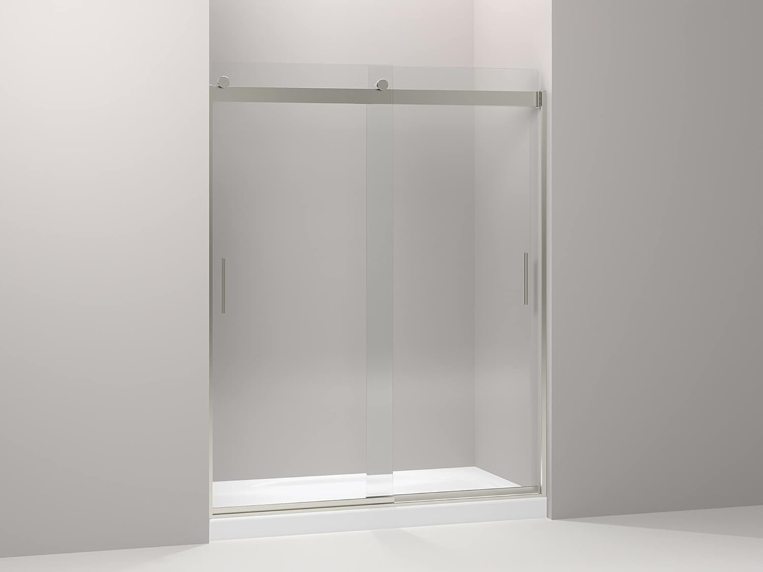 KOHLER K-706012-L-NX Levity Bypass Shower Door with Handle and 3/8-Inch Crystal Clear Glass in Brushed Nickel