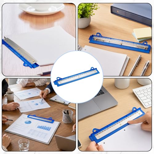 Image of 2 Pcs 3 Hole Puncher for Binder Portable 3 Hole Puncher for Ring Binders with 10 inch Ruler 5 Sheets Capacity for Office and School Supplies (Blue)