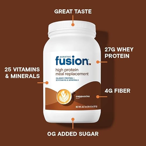 Bariatric Fusion Cappucino Meal Replacement 27g Protein Powder, 21 Serving Tub for Bariatric Surgery Patients Including Gastric Bypass and Sleeve Gastrectomy - No Gluten, Aspartame or Sugar - Thumbnail 3