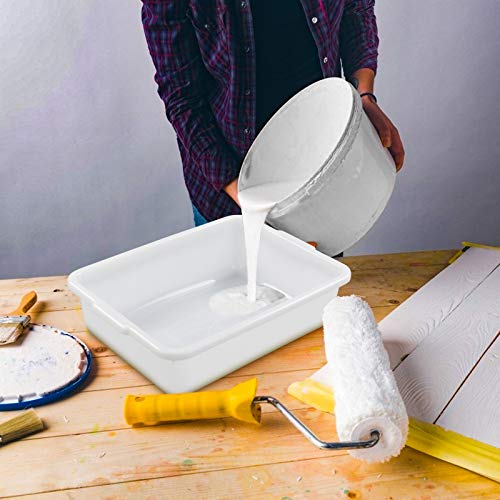 Dehouse White Plastic Bus Pans, 4 Packs Food Service Bus Tubs, 8 Liters #TOP5