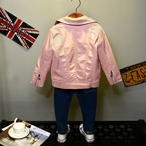 Image of Kids Faux Leather Moto Jacket Rivets Biker Coat for Boys Girls 4-14 Years