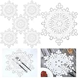 Christmas Snowflake Placemats Set of 6 Embroidered Table Placemats Washable Round Snow Flake Table M