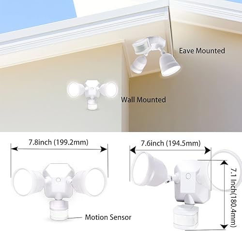 Miniatura 9 de EMANER Luz de seguridad activada por movimiento, detección de movimiento y ajustable del anochecer al amanecer, atenuación automática y mantener
