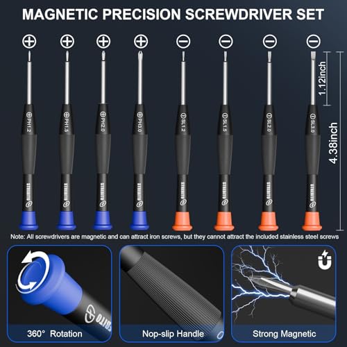 Image of STREBITO Glasses Repair Kit, All-in-One Eyeglass Repair Kit with 16 Sizes of Screws, 12 Pairs of Nose Pads & Tweezer, Precision Screwdriver Set for Glasses, Sunglasses, Watches & Small Electronics