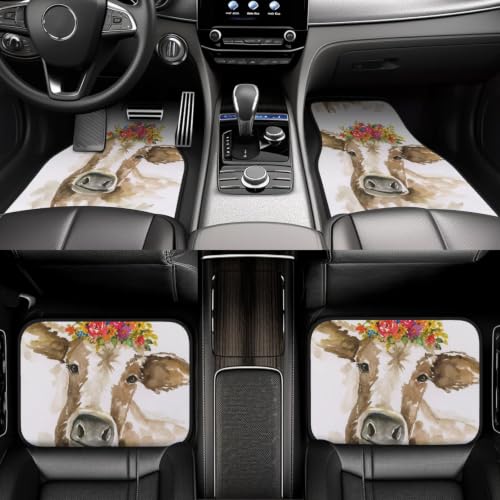 Alfombrillas para coche de vaca acuarela para proteger el suelo en tus viajes en familia 6