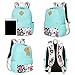 Bluboon Teens Backpack Set Canvas Girls School Backpack Lunch Box Pencil Bags Student Bookbags 3 in 1 (Water Blue-14)