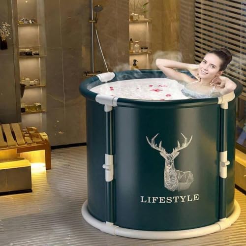 Image of Foldable Adult Bath Tub for Home Spa | Large Portable Bathtub with Backrest & Handle | Insulated Folding Tub for Hot & Cold Soak, Ice Bath, Bubble Bath & Relaxing Spa (Life Style)