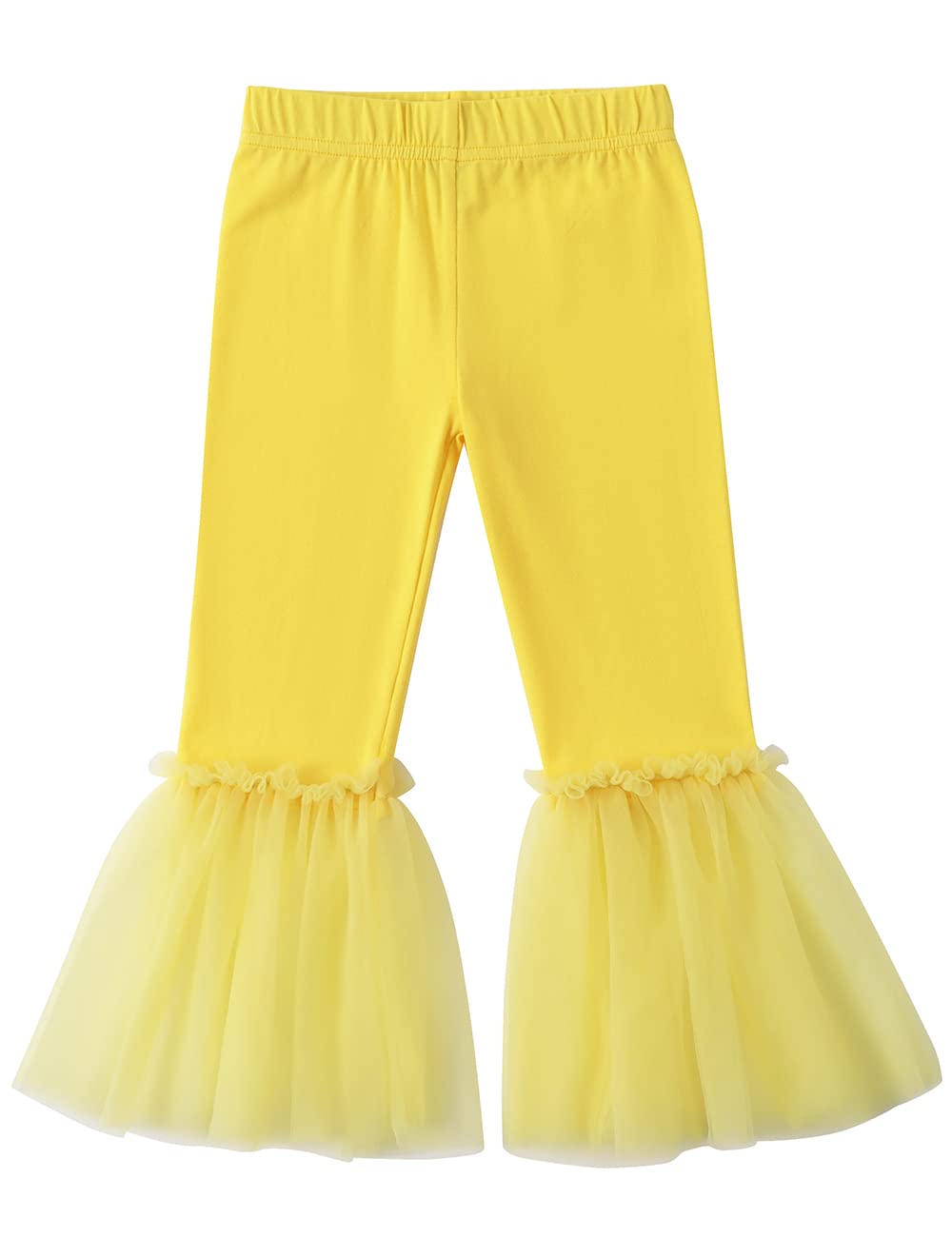 Noomelfish Girls Ruffle Leggings Tulle Bell Bottoms Flare Pants Trousers (3-10 Years)