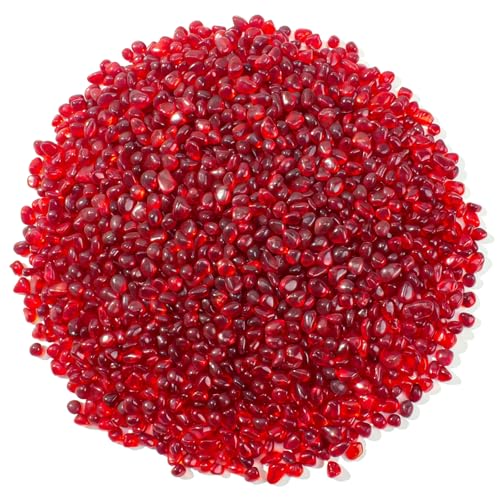 Image of Keedolla 2 lbs /900g Clear Glass Pebbles Marble Aquarium Fish Tank Rocks Gravel for Turtle Tank, Vase Fillers, Christmas Decoration - Red