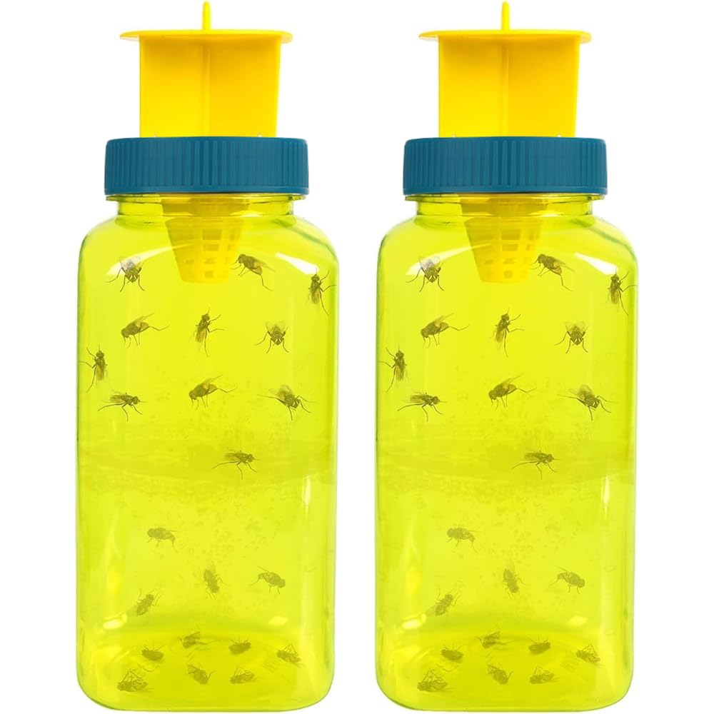 Reusable Fly Traps, Outdoor Fly Traps, Flies Trap, Outdoor Reusable Fly Trap, Jar Fly Trap, Fly Catchers Outdoor Fly Bait Fly Bags, Flytraps Stable Fly Trap Bait, Hanging Fly Traps with Tie (Set of 2)