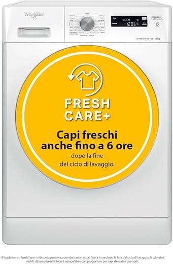 Whirlpool FFS P85 IT, Lavatrice a carica frontale, 8kg, 1200Giri/min, bianco