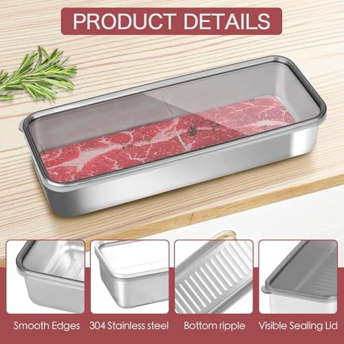 Image of Fridge Storage Box Stainless Steel Food Storage Containers | Food Grade, Leakproof Kitchen Organizer | Freshness Locking, Microwavable & Freezer Safe (1000 Ml Pack of 2)