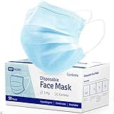 Disposable Face Masks 50 PCS Elastic Ear Loop 3-Layer For Home & Office Breathable & Comfortable...