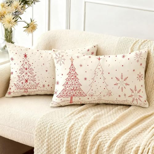 Housse coussin 70x90cm Noël double face en velours rouge avec zip invisible - 3
