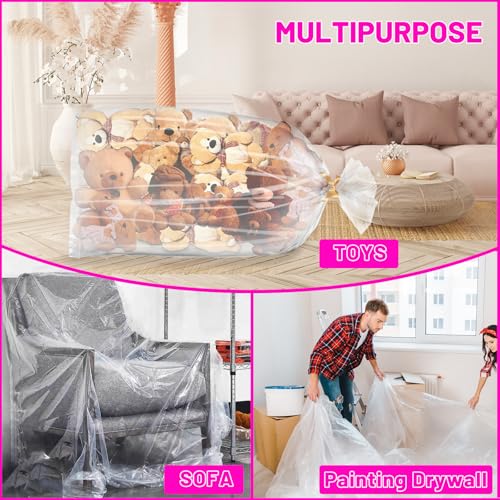 Image of 98.4 x 59 Inches Large Balloon Bags for Transport, Big Plastic Balloon Storage Bag,Clear Balloon Drop Bag, Giant Carrying Storage Bags for Wedding Birthday Party Supplies (Clear, 2L+2M)