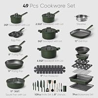 CAROTE 49pcs Nonstick Cookware Set, Pots and Pans Set with Bakeware — image 2