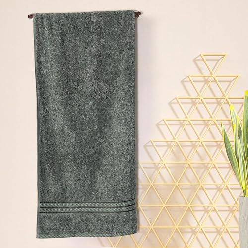 Image of Layers 100% Cotton Bath Towel | True Care Collection | 380 GSM Super Absorbent | Soft & Quick Dry | Shrink & Pill Resistant | Grey Solid Minimalist | 1 Piece for Men & Women | 60 x 120 cm
