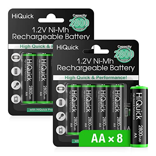 HiQuick 8 x AA Rechargeable batteries 2800 mAh NI-MH High Ca