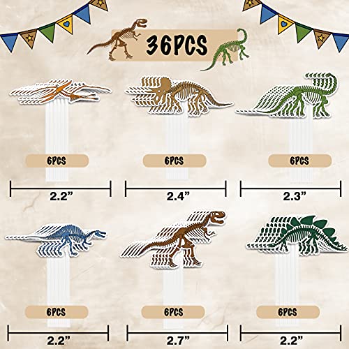 Fossil Dinosaur Cupcake Topper - 36 Pcs Dinosaur Cupcake Decorations Cake Toppers Picks For Boys Kids Birthday Party Supplies Dino Theme Party Decor #TOP3