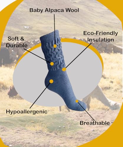 Image of Therapeutic Alpaca Socks, Unisex Cozy Winter Warm Gear, Breathable Soft Comfy Garment Foot Clothing for Men & Women