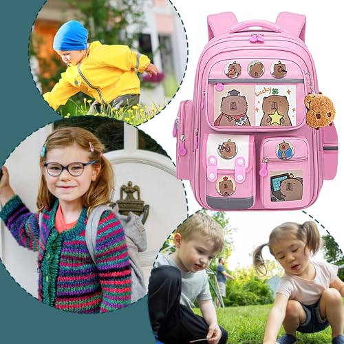 Sac à dos capybara pour l'école un cartable animal mignon marron - 6