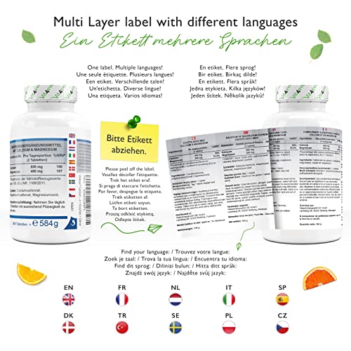 Calcium 800 mg + Magnesium 400 mg (2 tabletten) - 365 tabletten - 6 maanden voorraad - Calcium + Magnesium complex in 2… - Image 8