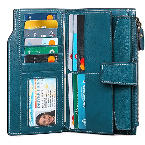 SENDEFN Women Leather Wallet RFID Block Clutch with ZipperPocket