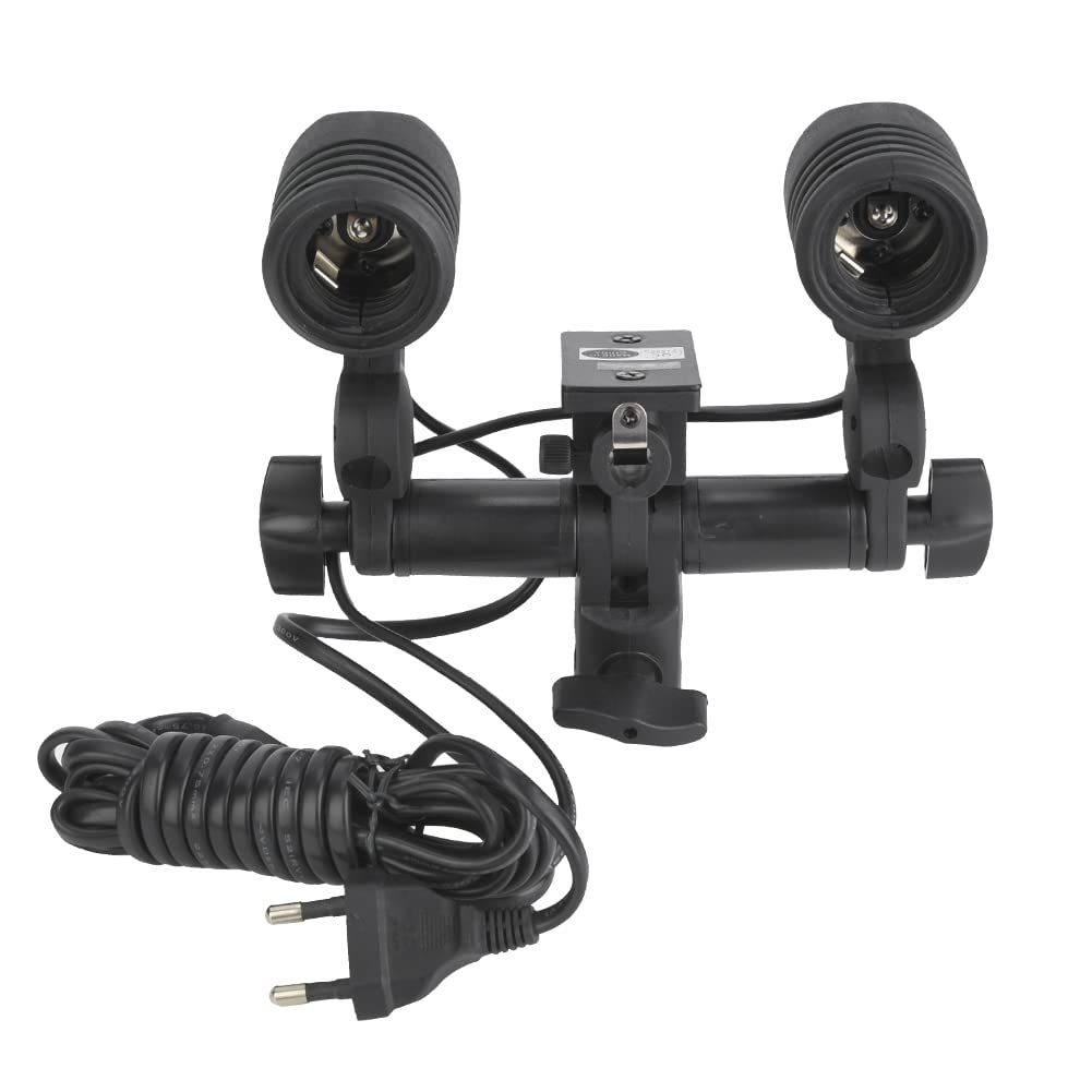 Doppio Portalampada E27 Per Flash Fotografico E Luci LED – Staffa Robusta In ABS Con Cavo Lungo 350 Cm, Attacco Universale Per Studio E Interni - 3