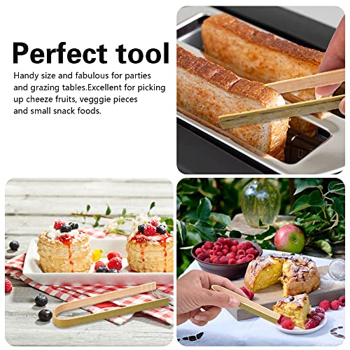 200 Pieces Mini Disposable Tongs 4 Inch Bamboo Tongs Toaster Tongs Disposable Charcuterie Tongs Disposable Wooden Cooking Tongs For Appetizers, Charcuterie Boards, Catering To Buffets, Parties #TOP3