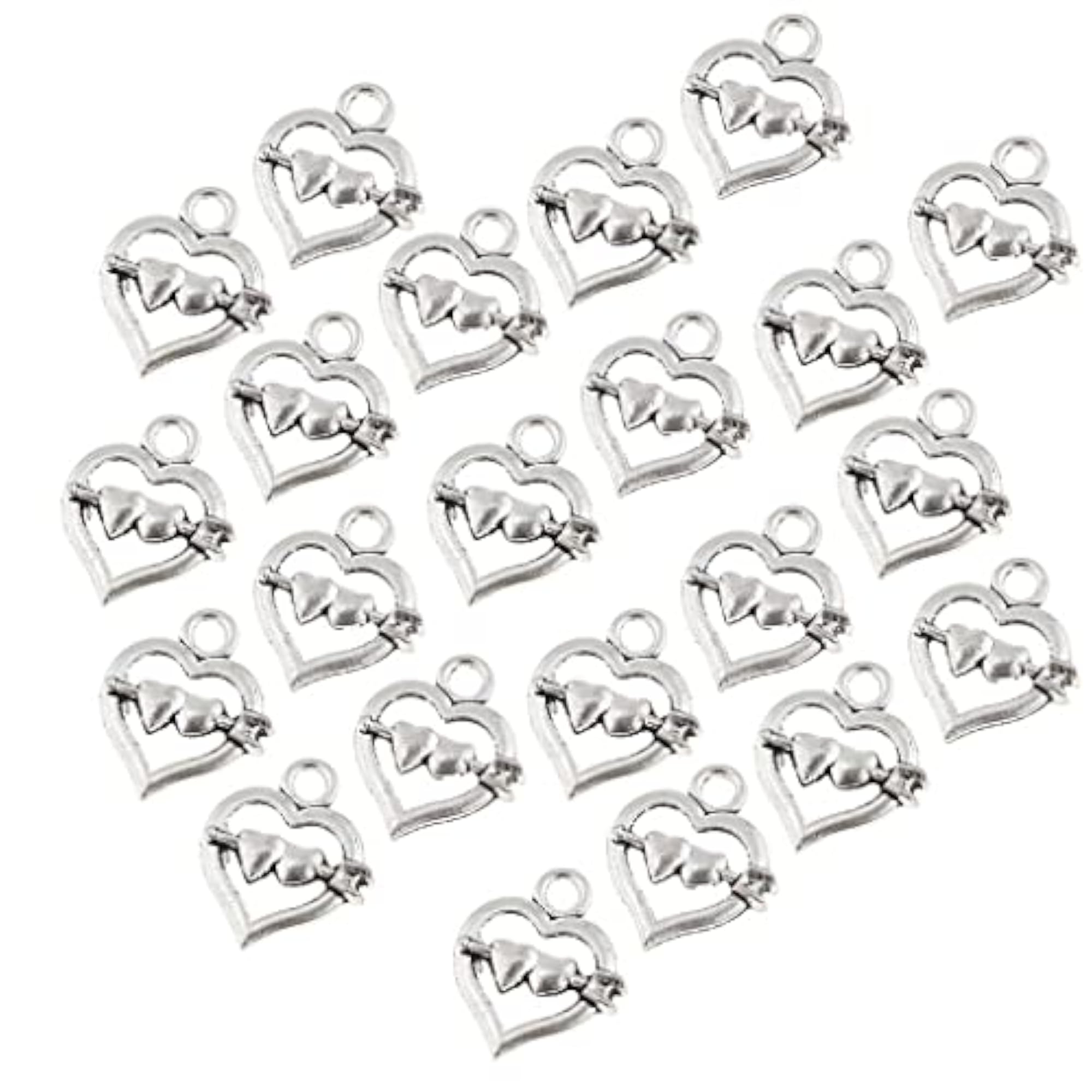 20x Love Heart Design Charms Pendant for DIY Jewelry