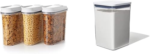 OXO Good Grips - Juego de dispensador de cereales POP de 3 piezas OXO Good Grips POP Contenedor Almacenamiento hermético de alimentos