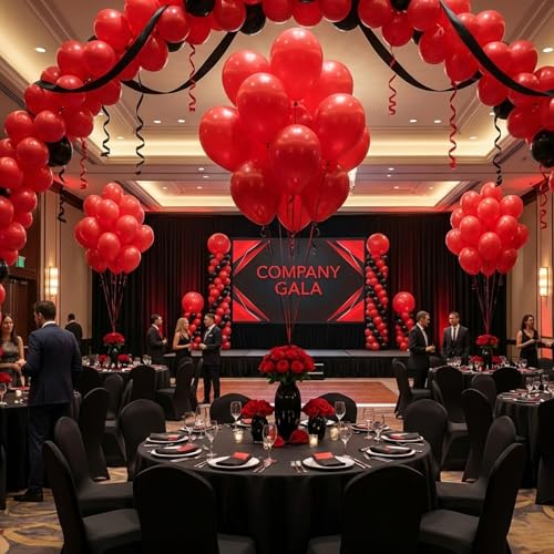 Image of RUBFAC Red Balloons 65pcs, 12 Inch Party Balloon with Ribbons for Valentine's Day, Birthday, Wedding, Baby Shower Decorations