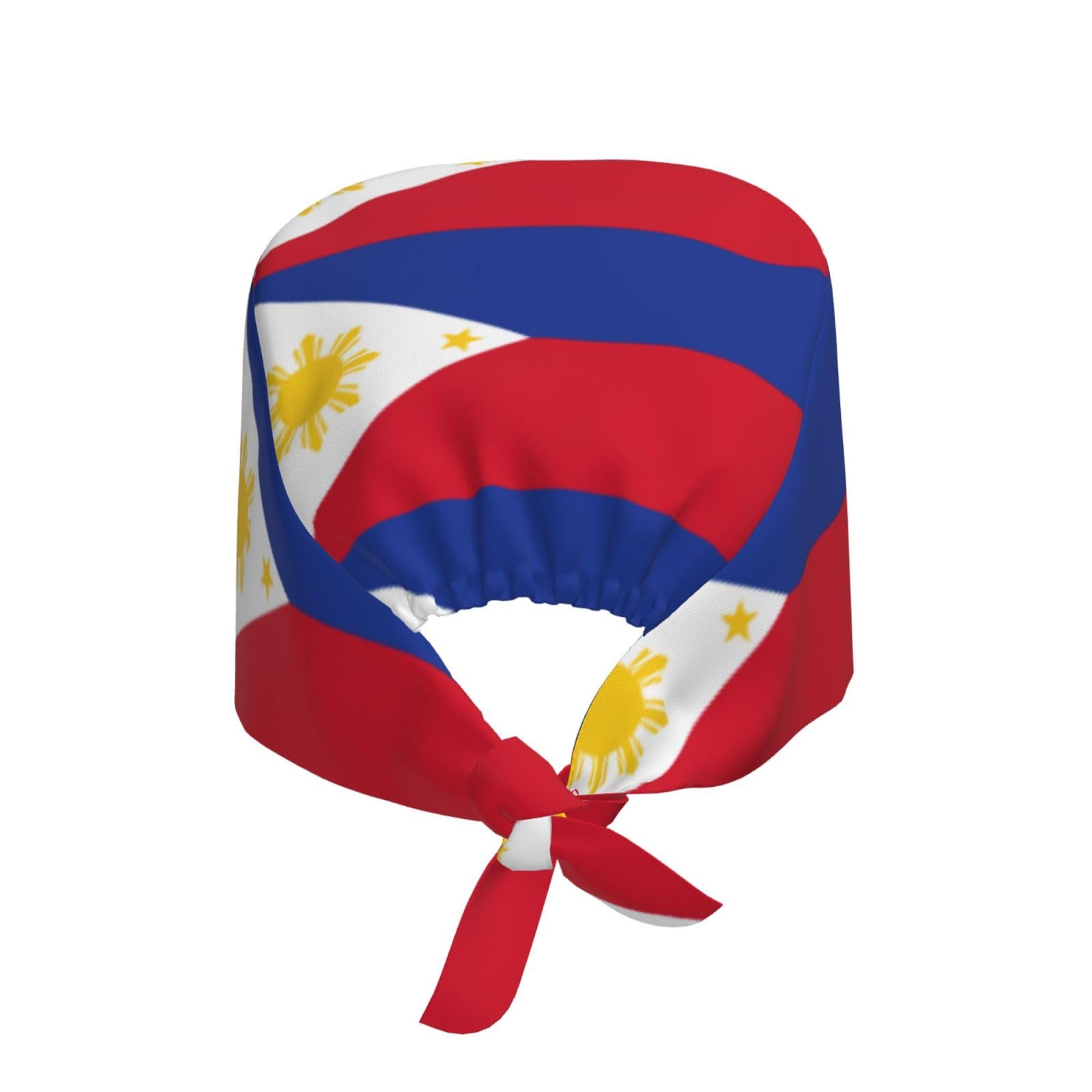 Nruairly Philippines Sun and Stars Flag Working Caps with Upgrade Sweatband Scrub Cap Adjustable Cleaning Work Bouffant Hat Head Cover Tie Back Hats Headwear for Men Women