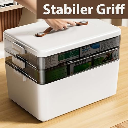 Medikamenten Aufbewahrung,3 Regal Medizinbox,Hausapotheke Box Medizinkoffer,medikamenten organizer，Mehrzweck Organizer Box，Aufbewahrungsboxen mit Deckel Groß Box Abschließbar,Erste Hilfe Kasten