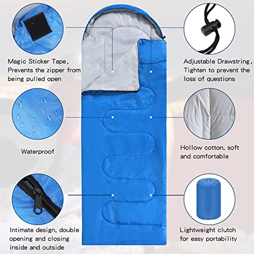10 Pcs Camping Sleeping Bag For Adults Bulk 4 Season Cold Warm Weather Sleeping Bag Waterproof Lightweight Backpacking Sleeping Bag With Compression Sack For Camping Hiking Outdoor Travel (Blue) #TOP2