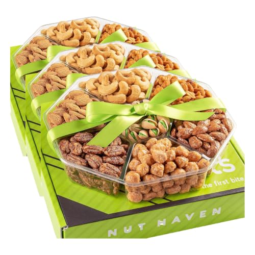 Image of Holiday Nuts Gift Basket - Assortment of Sweet & Roasted Salted Gourmet Nuts - Food Gift Box for Dad, Him, Husband, Christmas, Father's Day, Mother's Day, Sympathy, Family, Men & Women (Pack of 3)