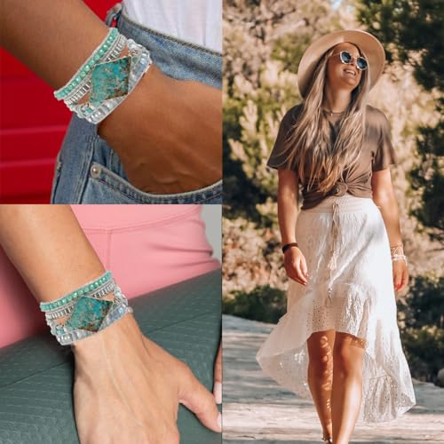 YGLINE Boho Handmade Wrap Leather Tube Crystal Stone Bracelet for Women3