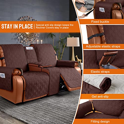 Vansofy Loveseat Recliner Cover With Console 100% Waterproof Sofa Slipcovers Non-Slip Reclining Couch Cover Split Sofa Covers Furniture Protector For Pets, Dogs(Coffee) #TOP2