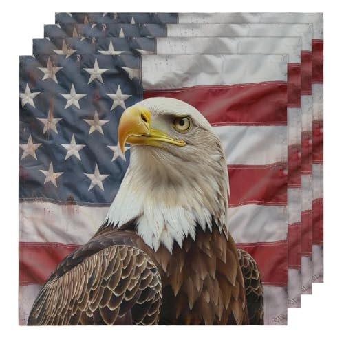 Servilletas de Tela American Flag Eagle Set x4 51x51 cm miniatura 1
