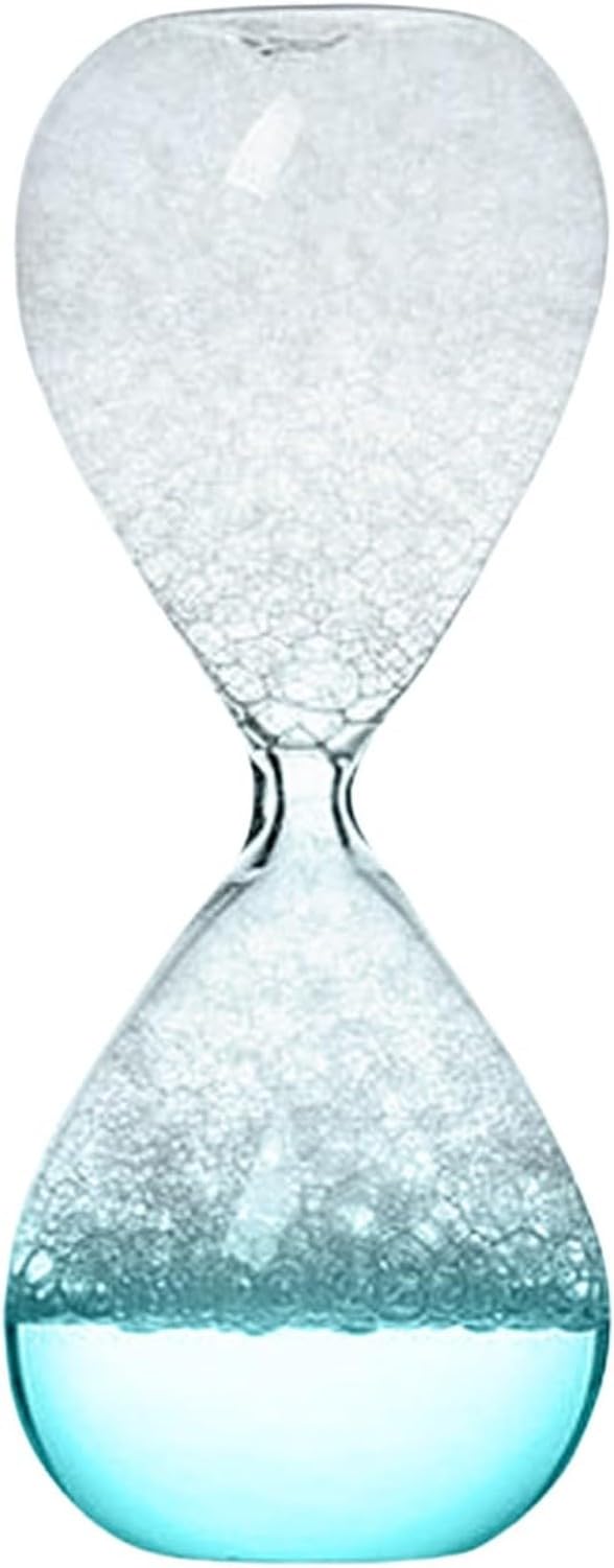 KGAIXN Bubble Sand Hourglass Timer Nightlight for Bedroom Decor Liquid Motion Desk Clock with Glowing LED Base Relaxing Home Decoration Gift Bubble Timer, Light Blue