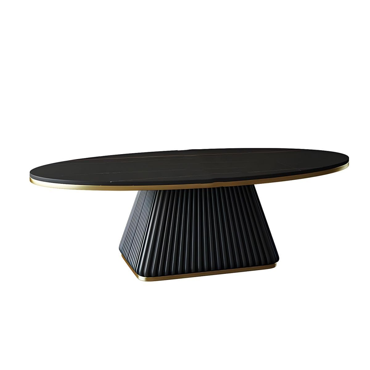 RUNNUP Oval Stone Coffee Table Modern Side End Table for Coffee Dinning Living Room Kitchen, Small Stand Contemporary Design Home Furniture Marble