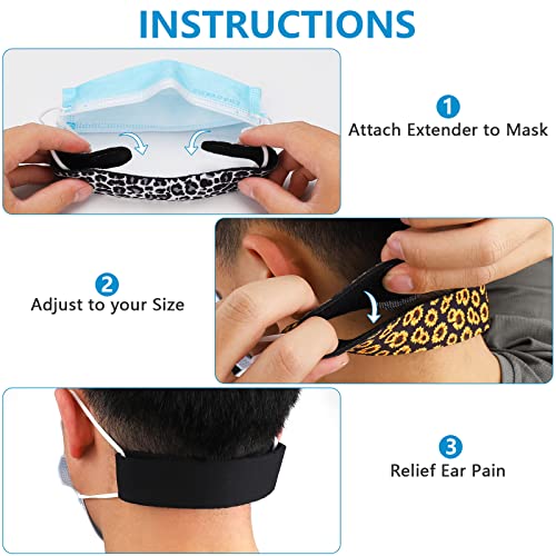 neoprene face mask ear savers comfortable mask extender for relief ear pain cute mask extender strap adjustable reusable lightweight mask holder with magic hook tape for teens amp adult
