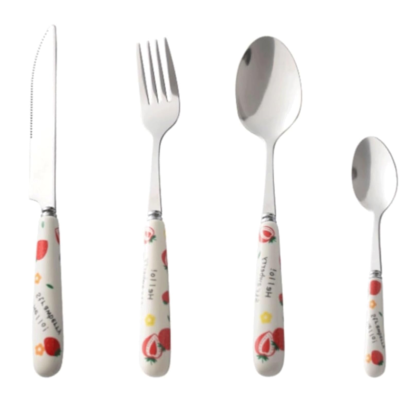 Ensemble de Couverts 2/4 pièces, Couteau, Fourchette, cuillère, Manche en céramique, Service de Table, fourchettes à dîner en Acier Inoxydable, Service d'argenterie Poli Miroir